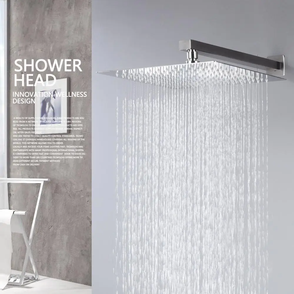 Ciencia Shower Combo Set 12" Inch Rain Showerhead with Handheld Combo Wall-mounted Shower Trim Kit with Rough-In Valve