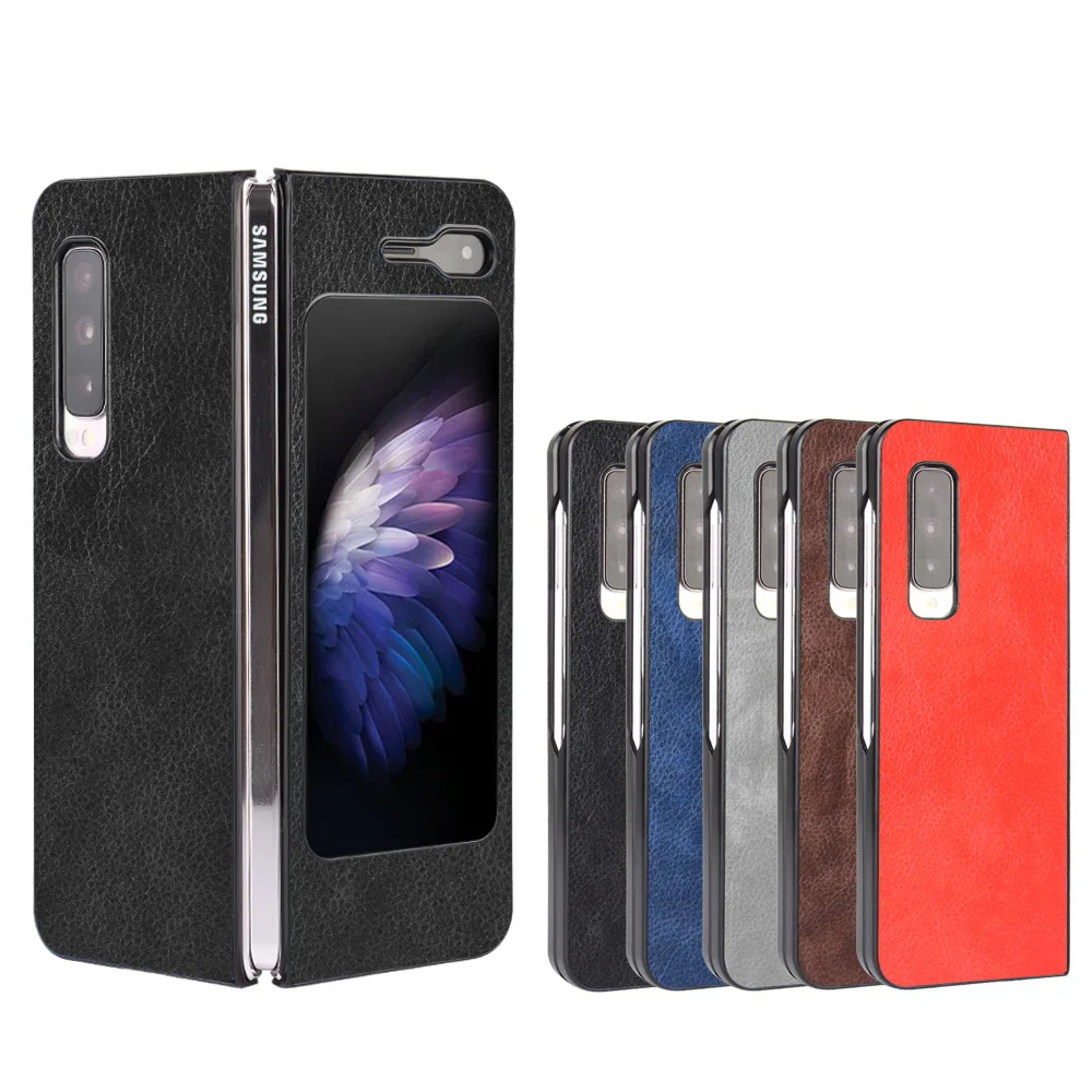 For Samsung Galaxy Fold 5G SM-F907B Case Pattern Litchi Skin PU Leather and PC Book Cover For Samsung Fold 4G F900F Phone Case