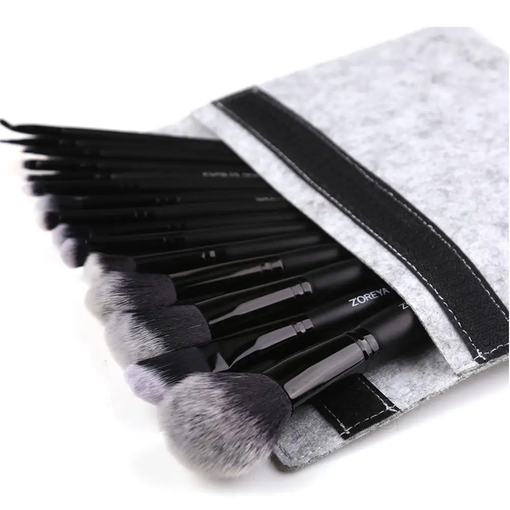 ZOREYA 15pcs Makeup Brushes Set Woode Foundation Blush Natural Soft Eyeshadow Professional Cosmetic Brush Make Up Eyelash Tools