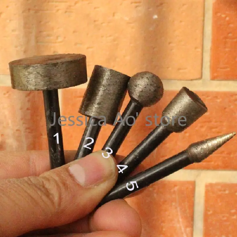 

5pcs 6mm Shank Durable Whole Diamond Abrasive Tools Cylindrical Electric Drill Engraving Bits Stone Carving Grinding Polishing