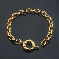 1pcs 6mm Fashion Men's Woman Yellow Gold Color Oval Round Bracelets Chains