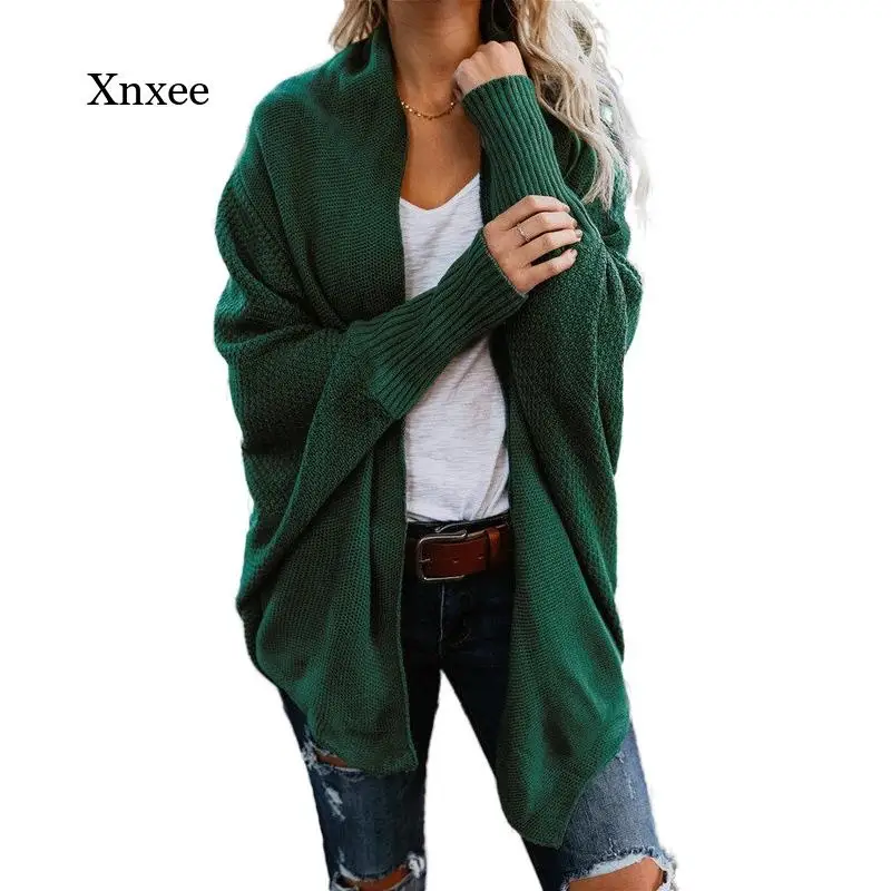 

Sweater Cardigan Oversized Female Clothes Patchwork Batwing Sleeve Long Outerwear Women Winter Big Size Jacket Knitting Coat