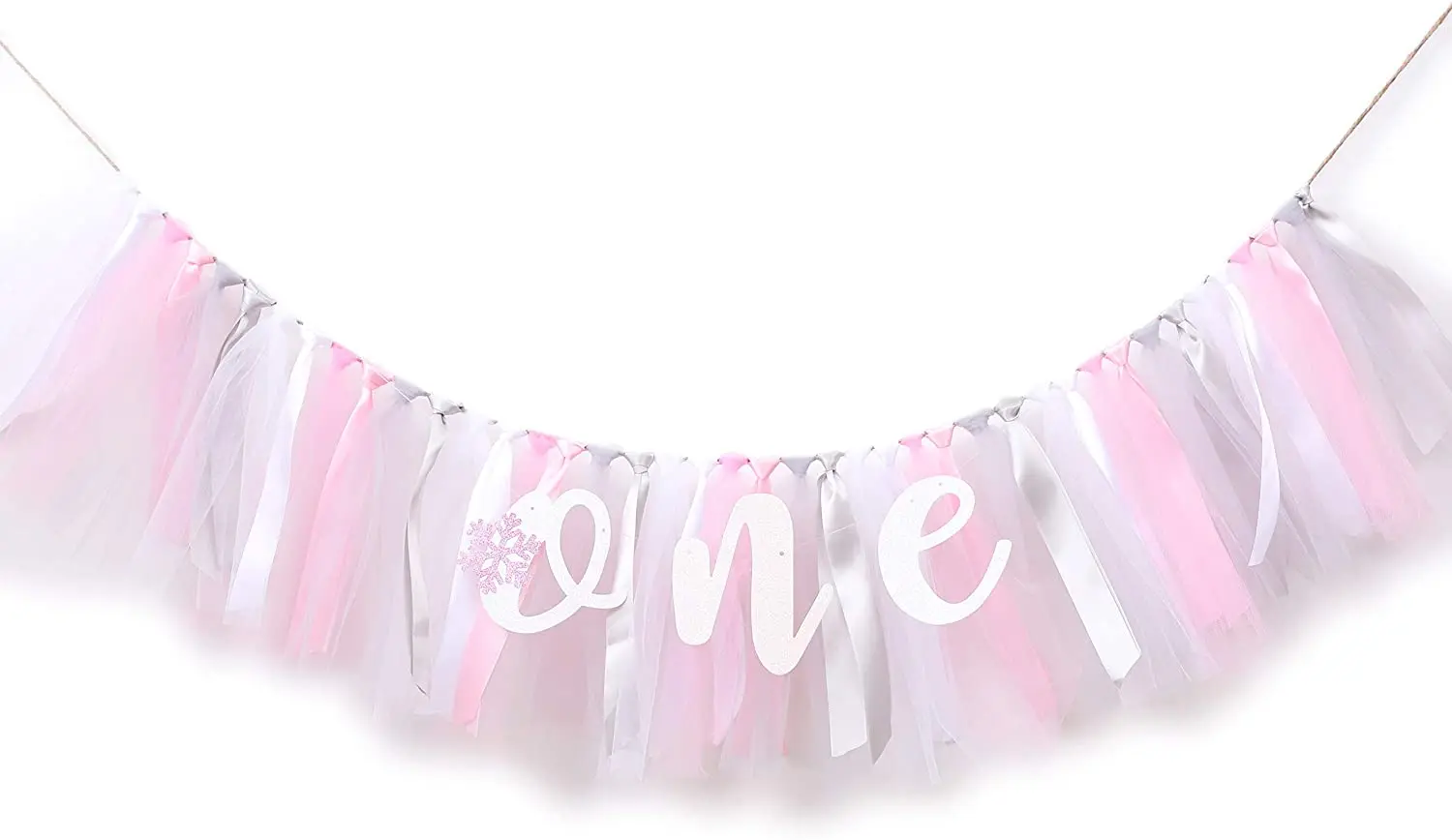 Baby Girl Banner for 1st Birthday - Highchair Banner for First Baby Shower Birthday Decoration Photo Prop Tulle Garland Banner