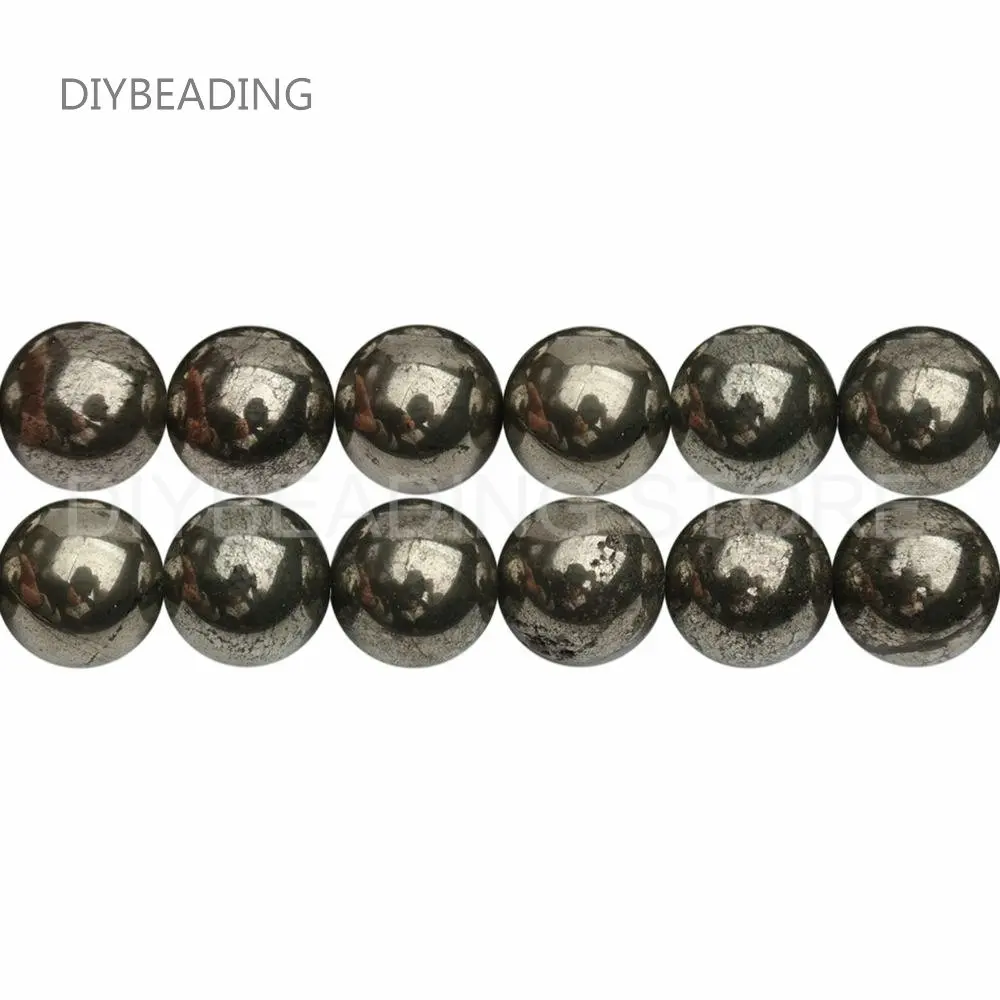 Natural Pyrite Healing Gemstone Beads Genuine Semi Precious Stone 4 6 8 10 12 14mm Spacer Beads for Bracelet Making Supply