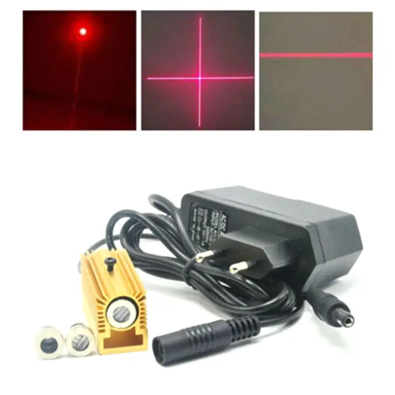 3in1 30mW 650nm Red Laser Diode Module Dot/Line/Cross W/ 5V Adapter & Heatsink