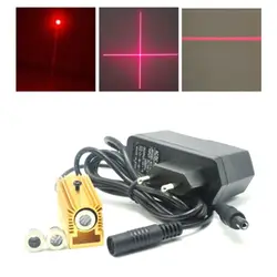 Módulo de diodo láser rojo 3 en 1, 30mW, 650nm, punto/línea/cruzado con adaptador de 5V y disipador térmico