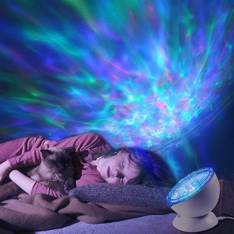 E2 Ocean Wave Projector Nightlights Led Nachtlampje Muziek Speler Afstandsbediening 7 Kleur Plafond Mood Lamp Met Bulit in Speaker