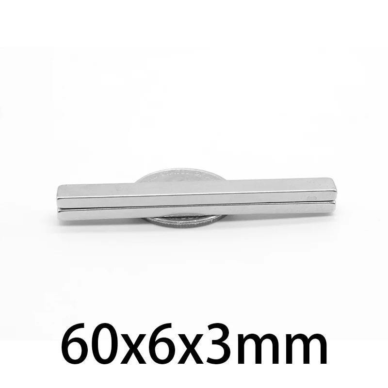 

60x6x3mm NdFeB Super Strong Neodymium Magnets Block Permanent Magnet 60 mm x 6 mm x3 mm N35 Powerful Magnetic 60*6*3mm