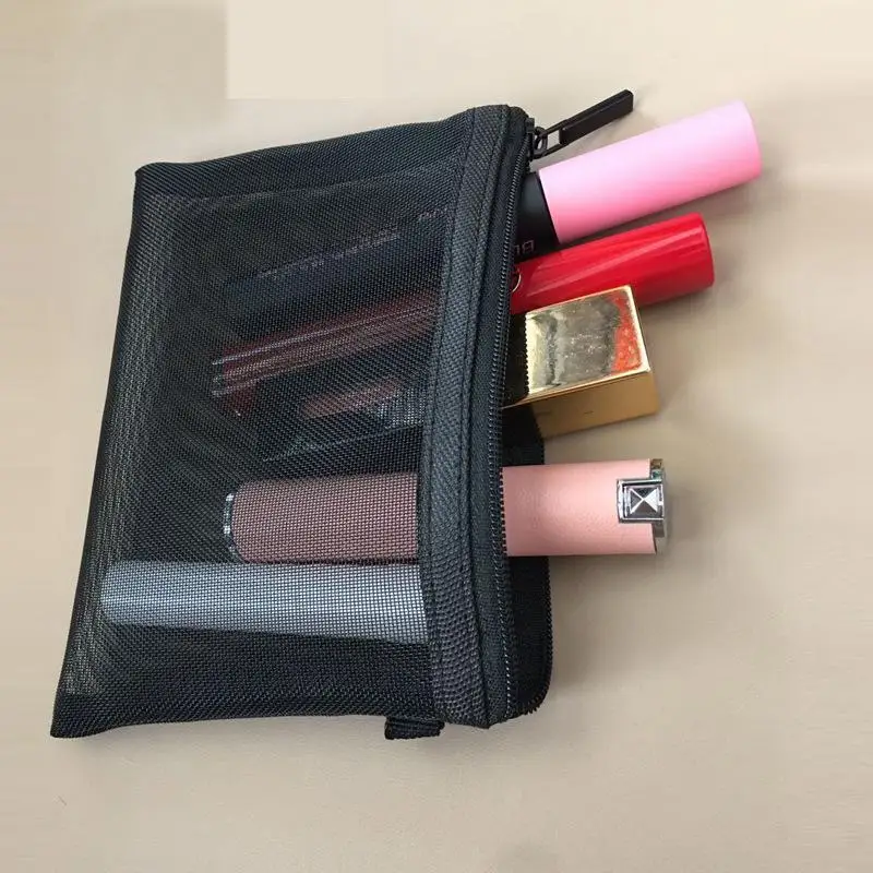 Portable Makeup Bag Black Mesh Fashion S/M/L Set Cosmetic Bag Lipstick Bag Kosmetyczka Neceser Mujer Toiletry Bag Make Up Bag