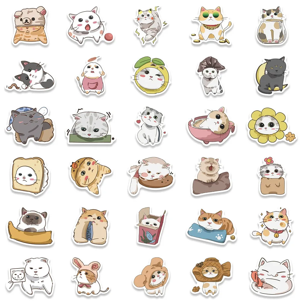 10/30/50pcs Cute Animal Cats Graffiti Stickers Cartoon Aesthetic Decals Kids Toy Diary Scrapbook Phone Luggage Laptop Sticker