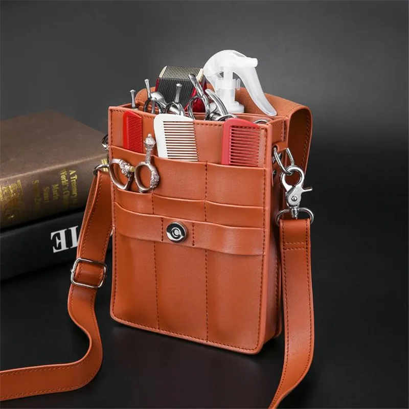 Professional Leather Hair Scissor Bag Waist Bag Clips Bag Hairdressing Barber Scissor Holster Pouch Holder Case With Waist Belt