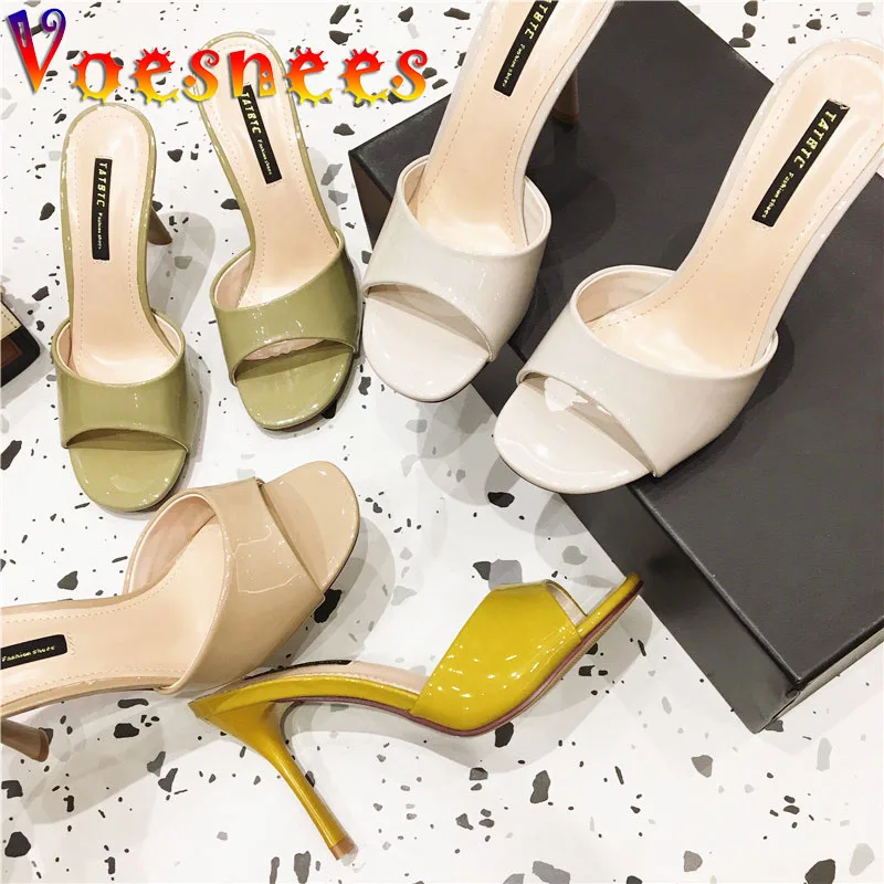 Voesnees 2021 Brand Women Slipper Summer Outdoor Sandal Square High Heel Elegant Female Slides Sandal Home Everyday Office Shoes