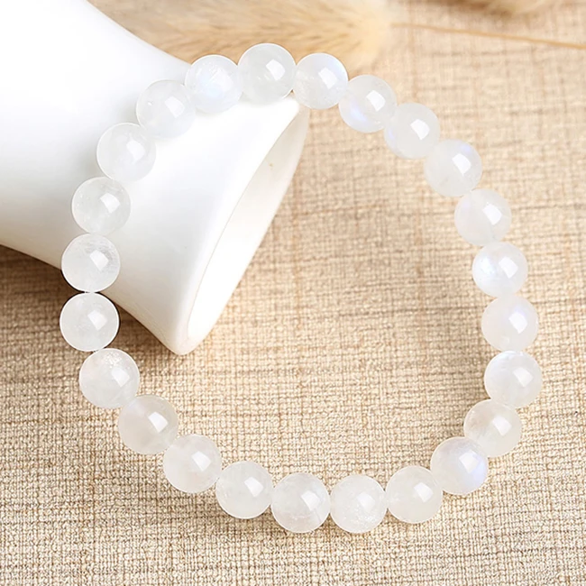 AAA+ Natural White Moonstone Stone Round Loose  Beads for Jewelry Making DIY Bracelets 6/8/10mm Gems Beads