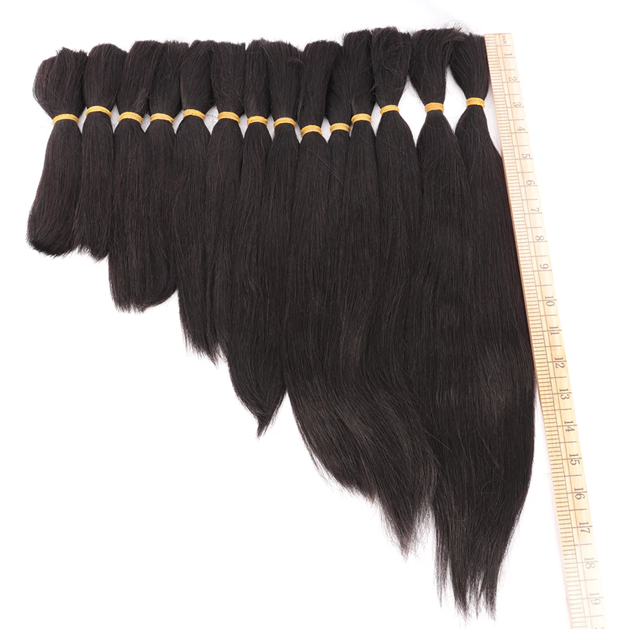 QLove Hair Natural Black 50g/Pc Peruvian Remy Straight Bulk Human Hair For Braiding Single Weft Hair Extensions 1/3/4 Bundles