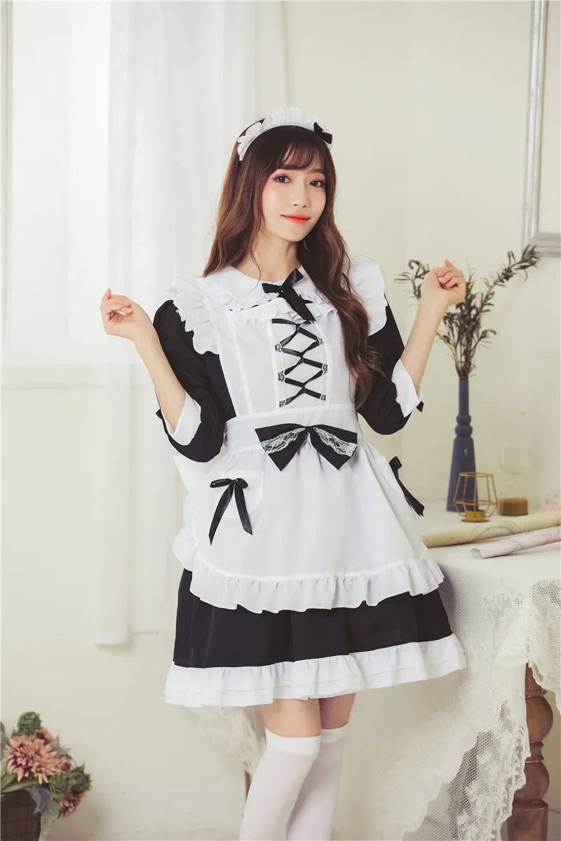 Robe de femme de chambre Lolita pour filles, cosplay fantaisie, carnaval, fête, robe noire, robe de princesse, costume d'Halloween