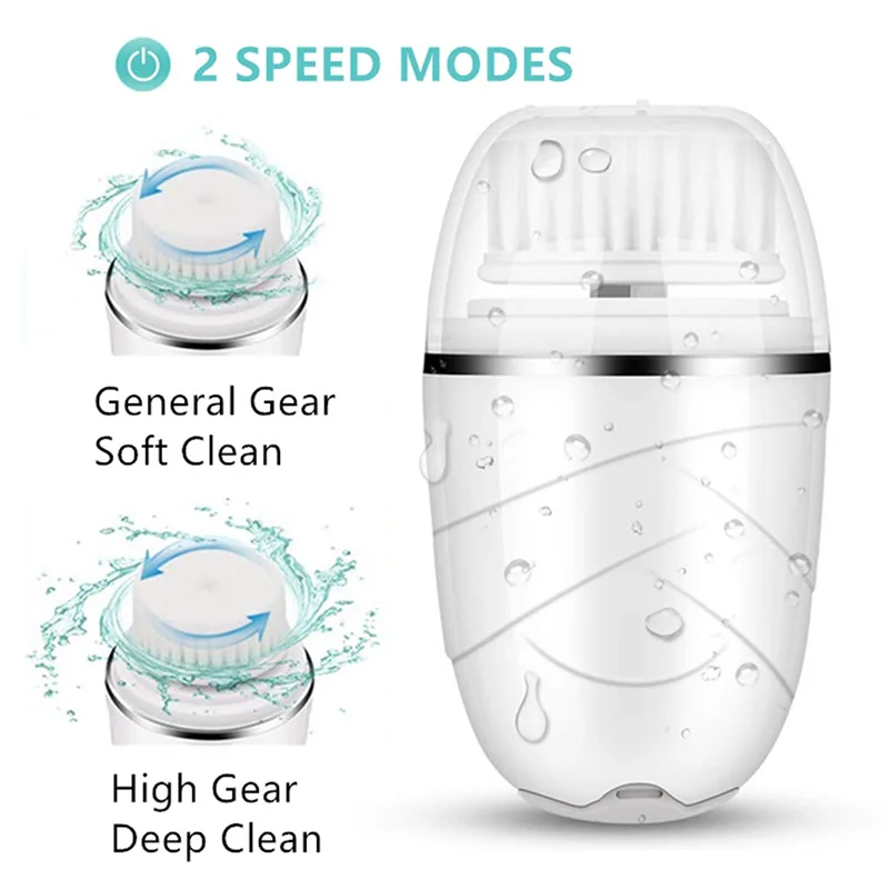 Facial Cleansing Brush Sonic Electric Face Cleanser Waterproof Soft Deep Pore Massage 3 Modes USB Charging with Cover Skin Care