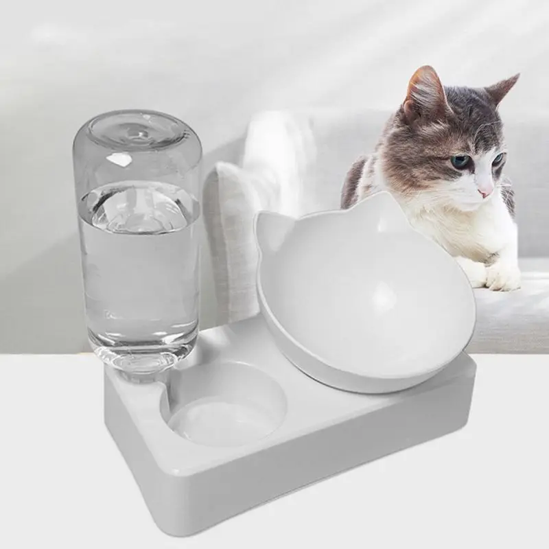 Pet Bowl Automatic Feeder Dog Cat Food Bowl with Water Dispenser Double Dog Drinking Bottle Cat Dish Bowl for Pet Food Container