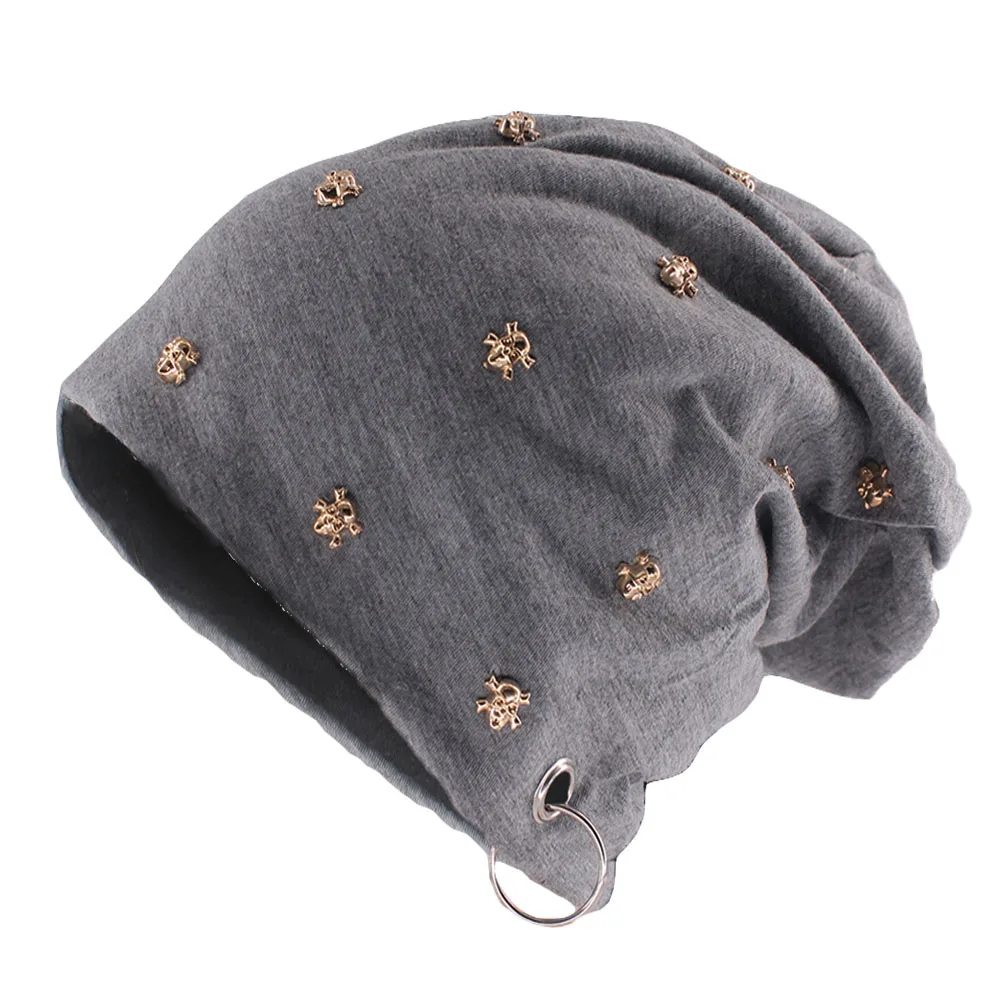 New Hip Hop Fashion Adult Winter Warm Beanies Skullies Casual Brand Golden Skull Women Hat Brand Outdoor Spring Autumn Bonnet