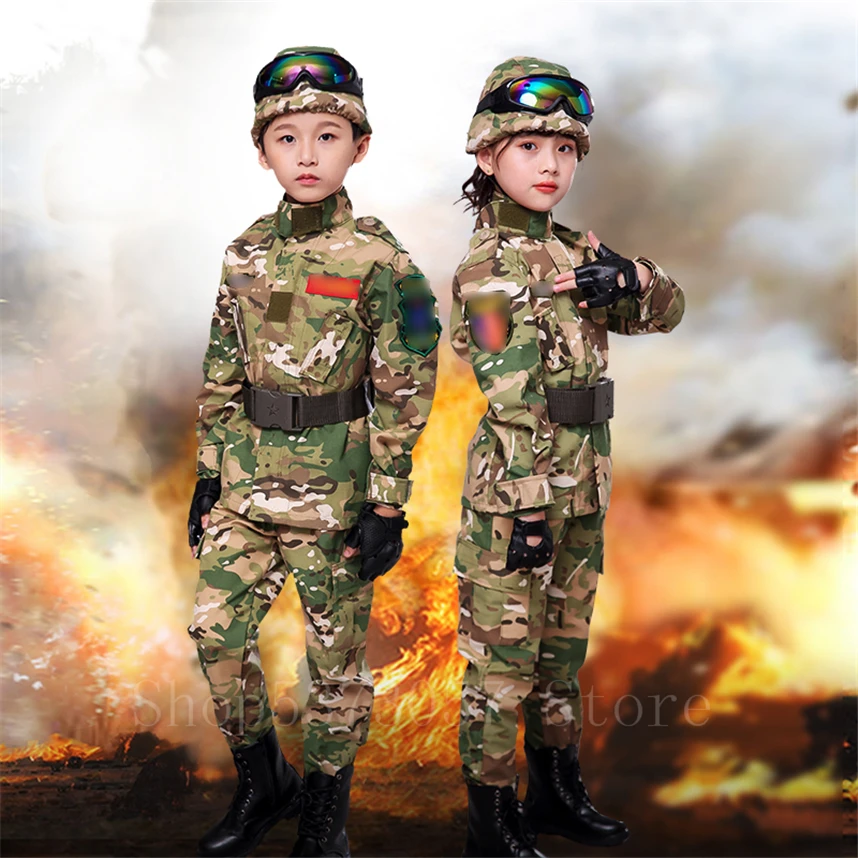 Uniformes tactiques militaires pour enfants, uniforme de Combat en plein air, combinaison militaire de Camouflage CP, ensemble de vêtements d'entraînement militaires Airsoft de sécurité pour enfants