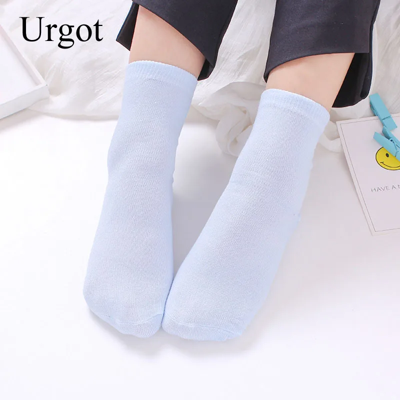 Urgot 6 Pcs=3 Pairs Cotton Autumn Spring Solid Knitting Long Cheap Socks for Women Winter Fall Girl Ladies Festival Student Gift