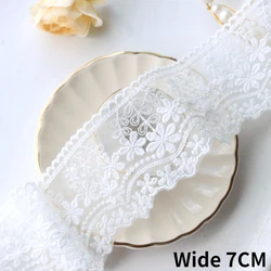 7CM Wide White Exquisite Cotton Thread Mesh Embroidery Ribbon Sofa Cloth DIY Garment Collar Wedding Headwear Lace Accessories