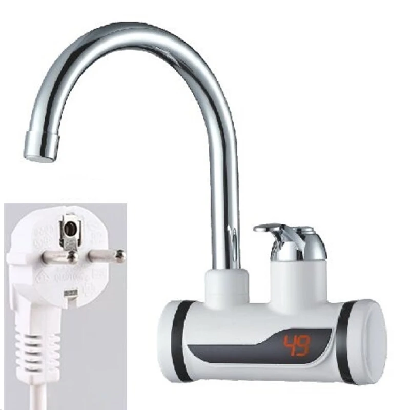 Water Heater Shower 220V Kitchen Faucet EU Plug Electric Water Heater 3000W Digital Display For Country House Cottage