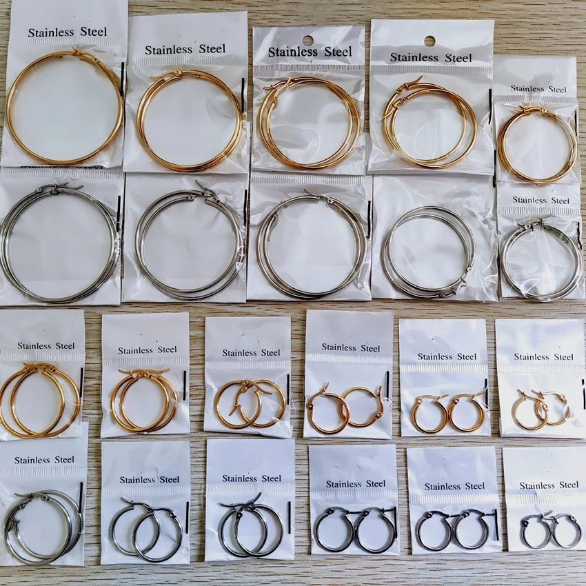 Wholesale 22Pairs  Hoop Earrings For Women Stainless Steel Wedding Jewelry