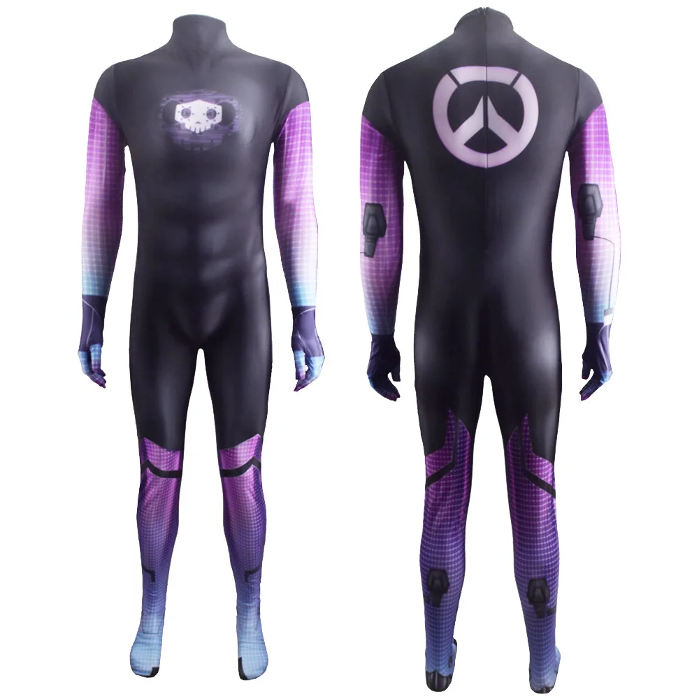 OW Sombra ชุดบอดี้สูท zentai สำหรับชุดคอสเพลย์ผู้หญิงซูเปอร์ฮีโร่ชุดคอสเพลย์เครื่องแต่งกายวันฮาโลวีนสแปนเด็กซ์ oliviacolomar ผู้ใหญ่/เด็ก