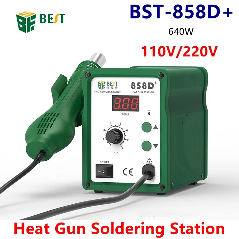 BST-858D+ Hot Air Soldering Station Lead-Free Heat Gun Rework Station Soldering SMD Rework Solder Station For Phone Repair