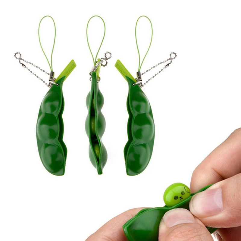 1/2/3 pces brinquedos fidget descompressão edamame anti stress brinquedo adulto borracha pop squishy espremer ervilhas feijão chaveiro para o presente das crianças