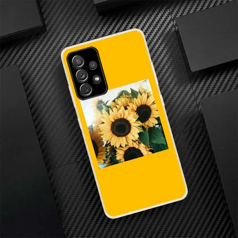 Beauty Yellow Sunflower Print Phone Case For Samsung Galaxy A55 A54 A52 A53 A15 A14 A12 A13 A25 A24 A22 A23 A35 A34 A32 A33 A04S