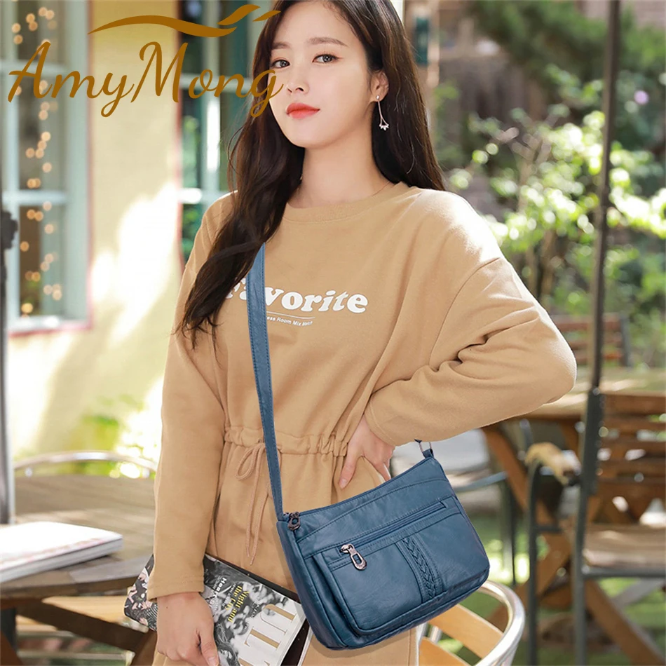 Fashion All-match Solid Color Messenger Bag High Capacity Womens Shoulder Bags 2021 New High Quality Pu Leather Women Handbag