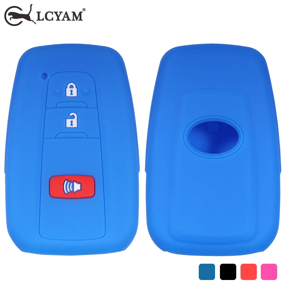 Lcyam Key Fob Cover Case 3Buttons Remote Protector Silicone Fits for Toyota Rav4 Corolla Camry Prius Avalon 2018 2019