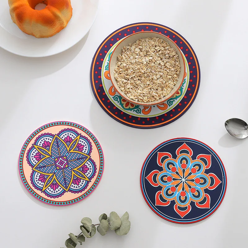 

Insulation mat table teacup mat Original creative ethnic style dining mat is hot, waterproof and high temperature resistant