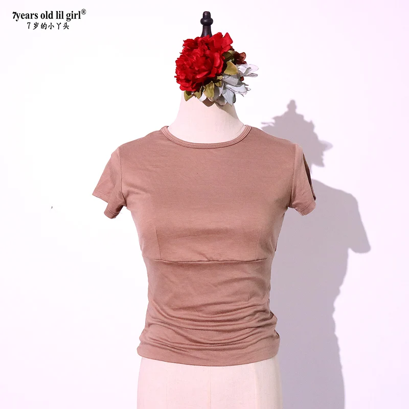 

7years Old Lil Girl 2021 New Women Short Sleeve Shirts Sexy Exposed Navel Yoga Sports Fitness Gym Crop Tops AY127