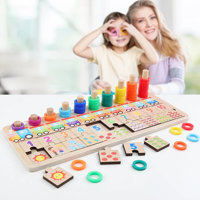 Jouets en bois Montessori pour bébés, jouet de maths, comptage, Cognition numérique, puzzle, jouets éducatifs en bois pour enfants, nouvelle collection