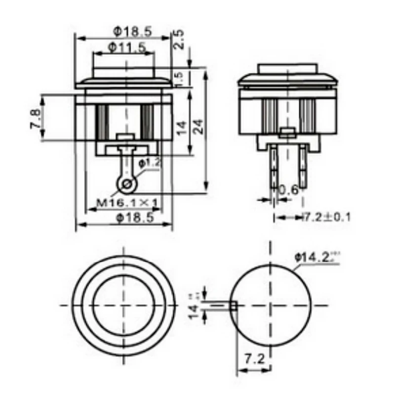 2Pcs DS-500 14Mm Schakelaar Schakelaar Druk Door Rood Groen Non-Lock Switch Self-Reset DS-501