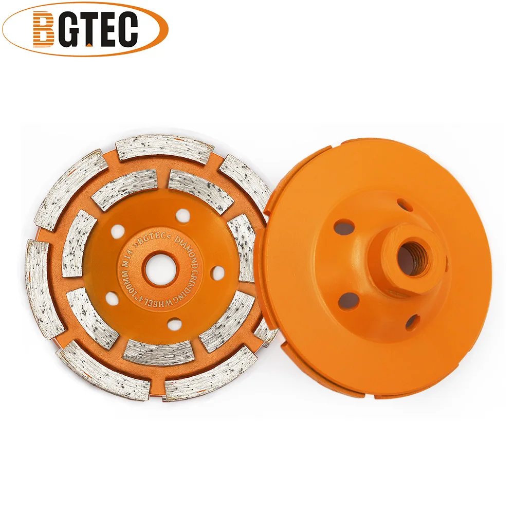 

BGTEC 2pcs 4inch Diamond Double Row Grinding Cup Wheel 100mm Grinding discs for concrete, Masonry, Granite marble