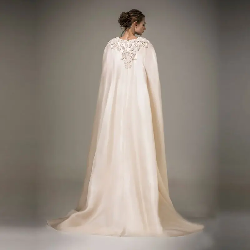 Longue Robe de soirée musulmane, caftan arabe, tenue de soirée turque formelle avec manteau de perles, robes mère de la mariée bon marché