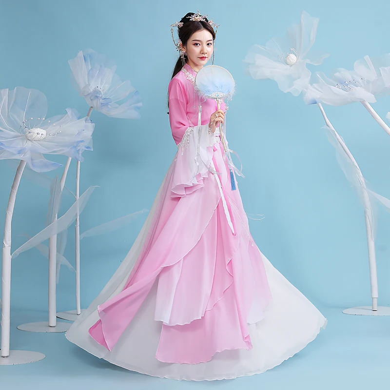 Quốc Gia 2021 Hanfu Đầm Công Chúa Màu Hồng Quần Áo Cổ Đại Trung Quốc Truyền Thống Hanfu Trang Phục Nữ Hanfu Lễ Hội Trang Phục SL4375