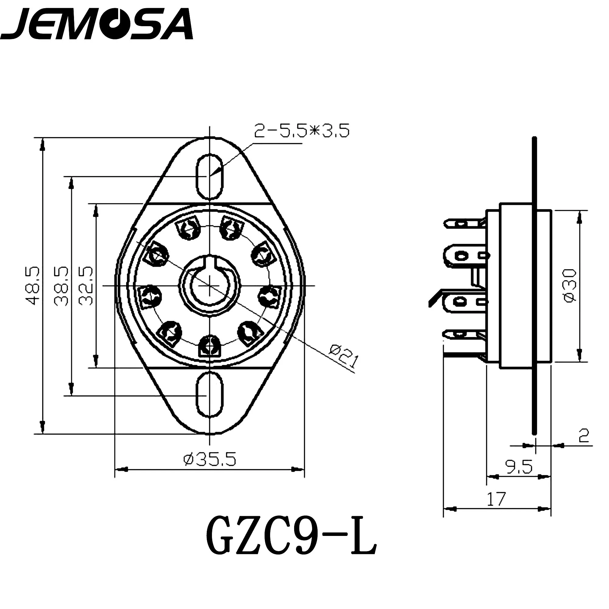 9Pin Ceramic Tube Socket Big 9Pin Valve tocket GZC9-L For EF50 EC52 TT12 EFF51 QE04 EF55 Vacuum Tube Amplifier DIY Audio HIFI