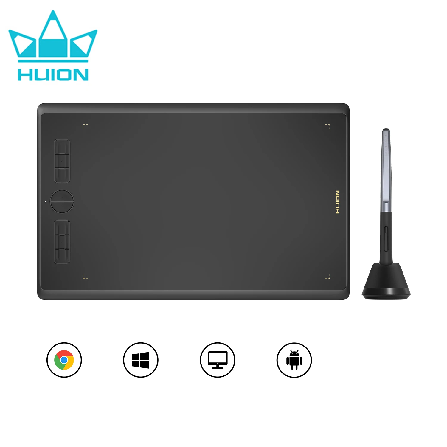 HUION Graphics Tablets H420X H580X H610X Portable Pen Tablets Digital Drawing Design Animation Artist Board Android OS Supported