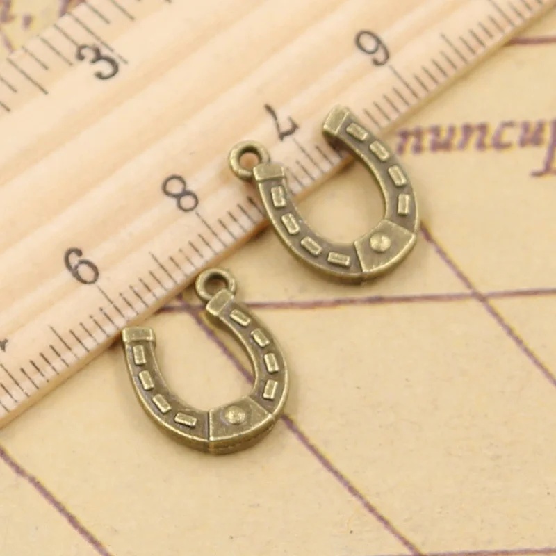 20pcs Charms Lucky Horseshoe Horse 15x12mm Tibetan Bronze Silver Color Pendants Antique Jewelry Making DIY Handmade Craft