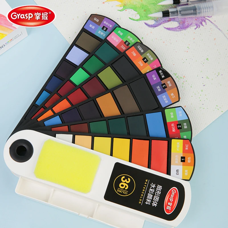 High-quality 42-color Solid Watercolor Paint Box Portable Brush Pen Oil Paint Artistic Painting Supplies