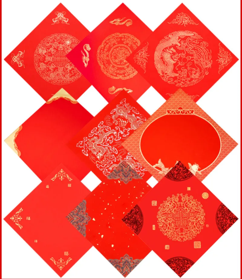 20 Vellen Batik Xuan Papier Rode Kalligrafie Papier Chinese Lente Festival Coupletten Chinese Traddtional Rode Rijst Papier Rijstpapier
