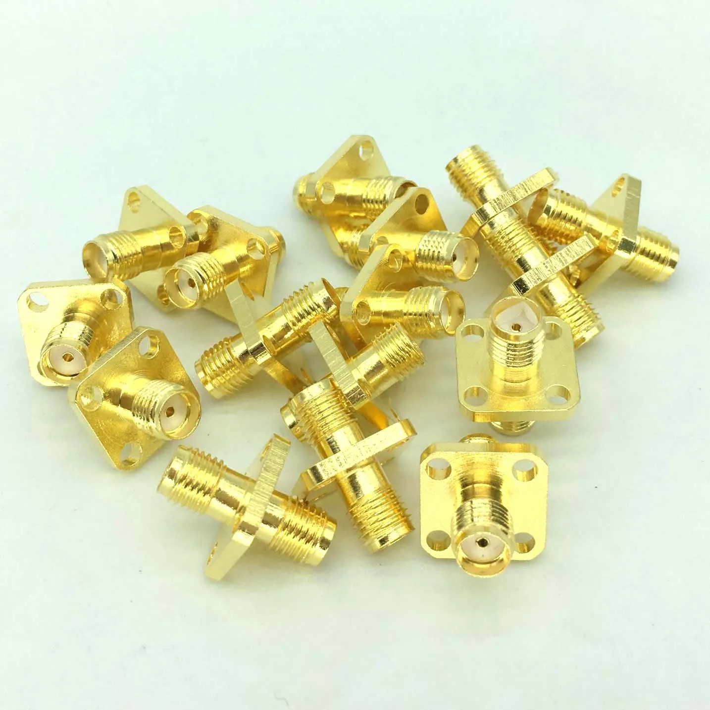 Conector de Cable coaxial RF, adaptador SMA hembra a SMA hembra, versión corta, montaje en Panel de 4 orificios, 5 uds.
