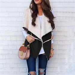 Fashion Plush Vest Sweater Casual Winter Zipper Lapel Vest Cardigan Coat Jacket Ladies Female Streetwear Women Sleeveless Jumper