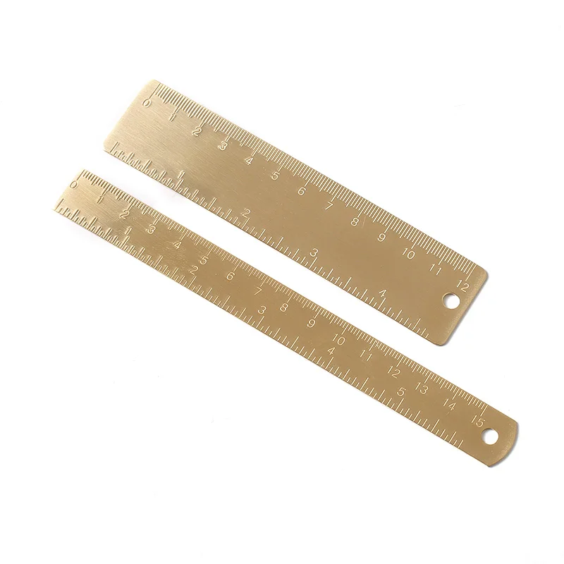 TUTU Vintage Brass Ruler Triangle Ruler Protractor Measure Tools, 12cm 15cm 18cm Ruler Kawaii Stationery Accessories H0432