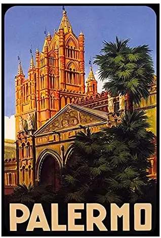 Bernice Blechschild Palermo Kathedrale Metallschild 20x30 Deko Zinn-Platte Zeichen, 20x30 cm, Bunten