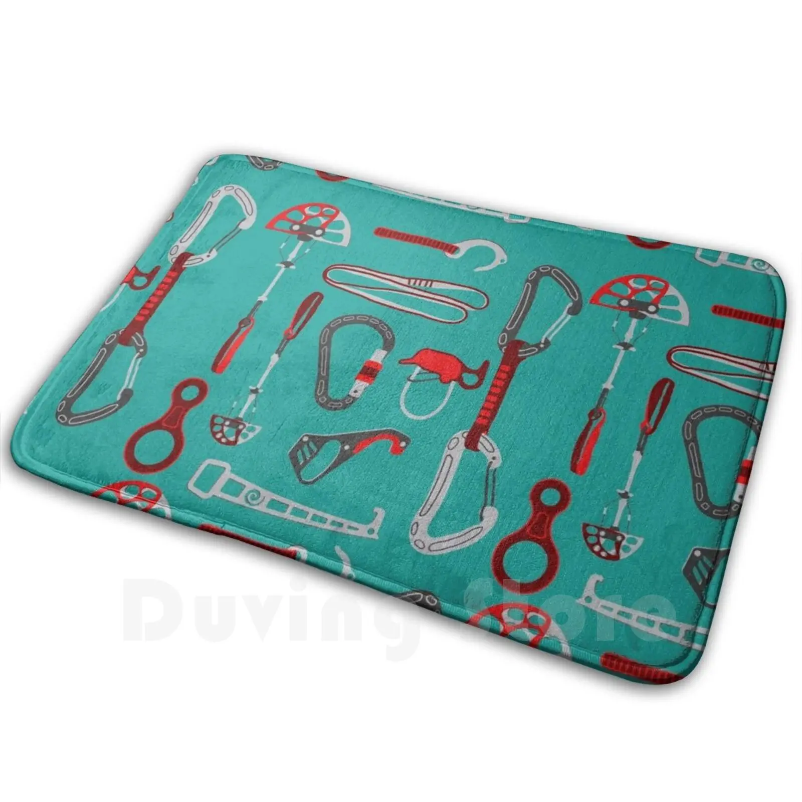 Climbing Equipment Design Pattern Mat Rug Carpet Anti-Slip Floor Mats Bedroom Climbing Equipment Rock Climbing Climber Carabiner